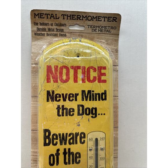 Notice Beware Of Owner Metal Thermometer Gun Dog Vintage Style Wall Decor{80} - Picture 2 of 9